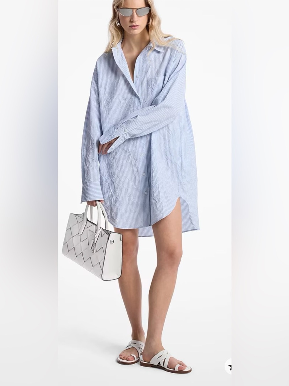 Michael Kors Light Blue Pinstripe Shirt Dress